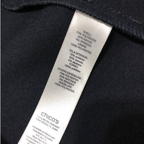 Chicos Black Faux Leather Like Embossed Animal Print Fit and Flare Size 0.5 - Picture 8 of 11